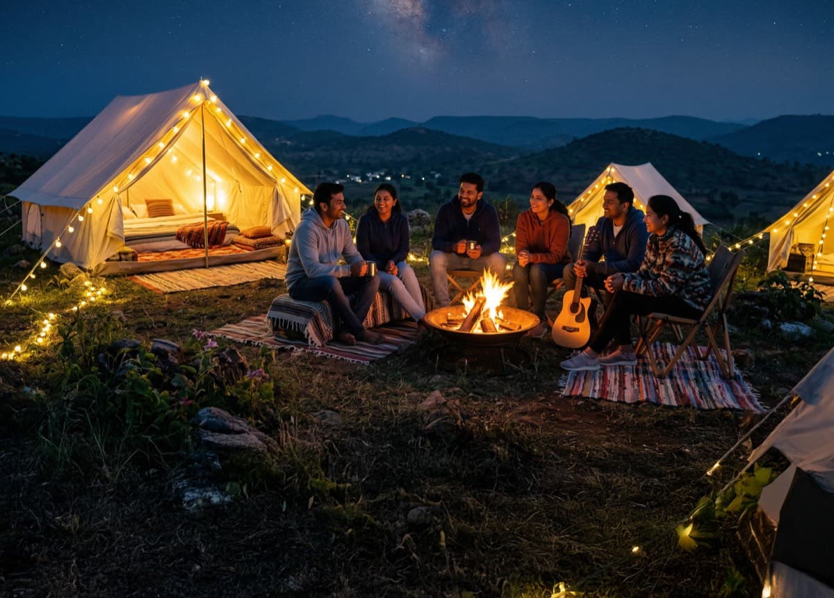 Glamping at night
