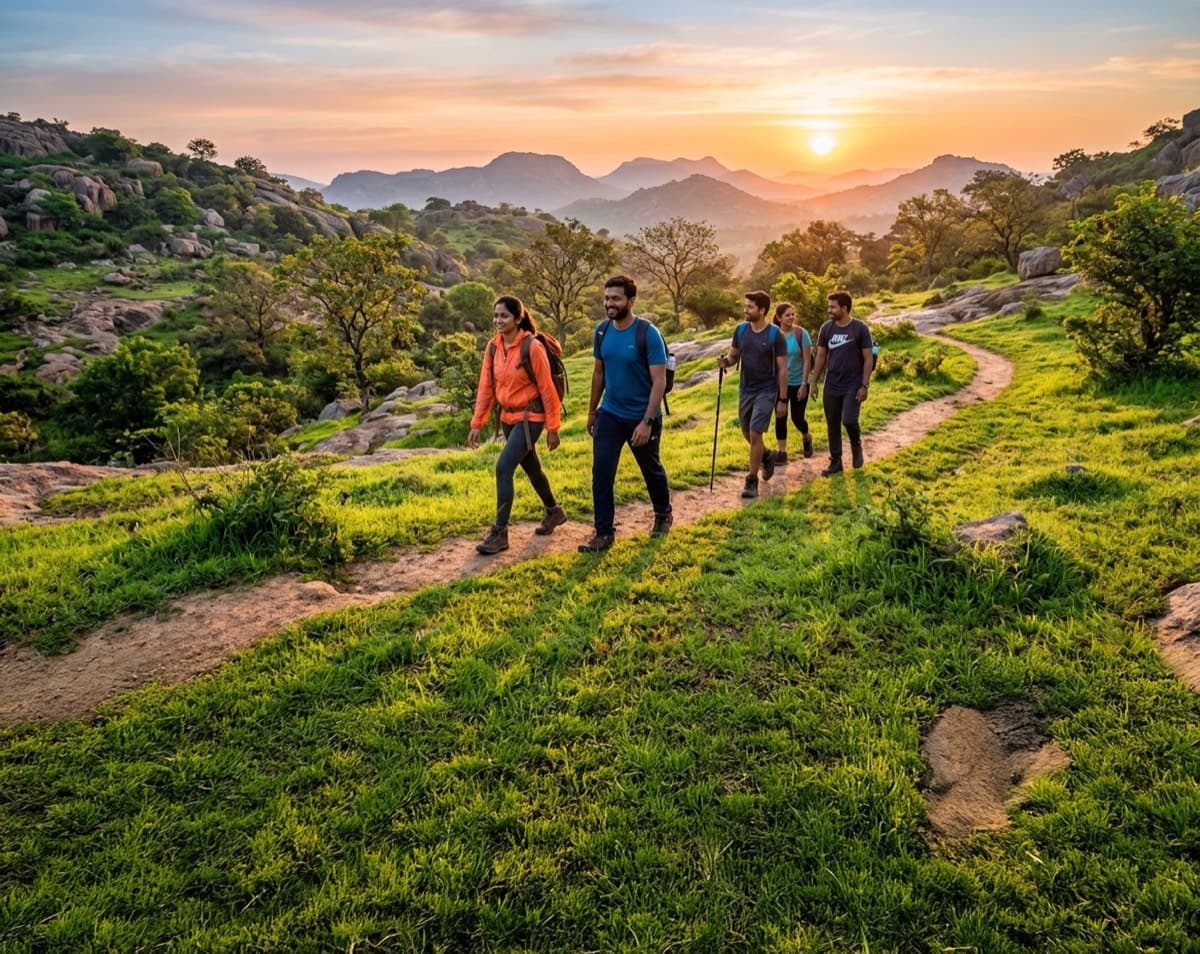 Hillside trail at sunrise