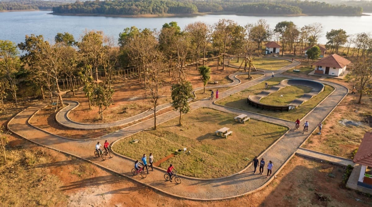 Aerial view of the MTB skills track