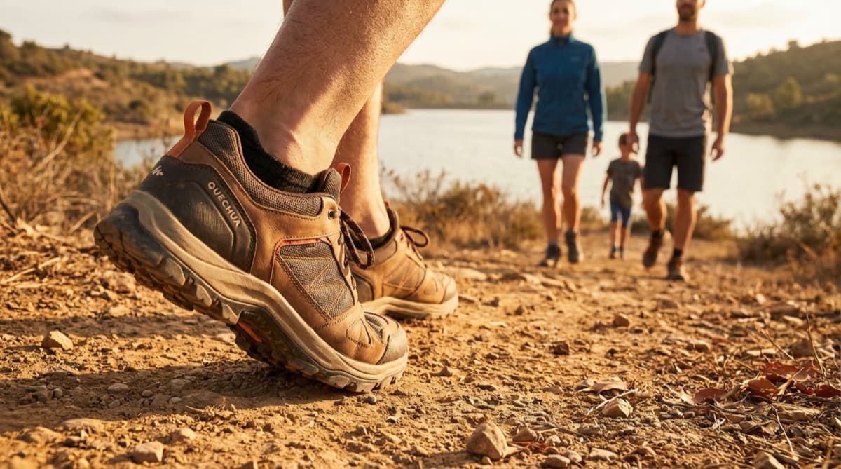 Family trekking together